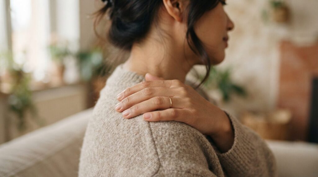 Professional stock photo of a persons hand gently resting o